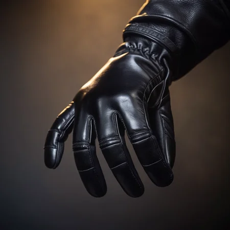 cinematic film still of <lora:perfect hands 2:1>
a black five fingers hand with a black leather glove  Perfect Hands, shallow depth of field, vignette, highly detailed, high budget, bokeh, cinemascope, moody, epic, gorgeous, film grain, grainy