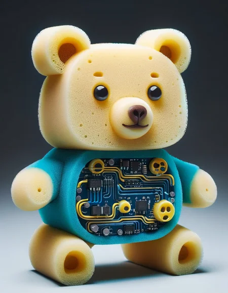 cute adorable chibified Mirrored Chrome bioluminescent circuit board cute adorable obese Bear", glowing wires, hyper detailed, beautiful composition, visible details, Meaningful Visual Art, Digital Illustration, Unreal Engine 5, 32k, 3d digital art, sharp focus, masterpiece, made out of ral-ktchzpong <lora:ral-ktchzpong:1>