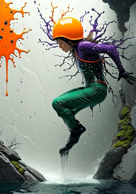 Dripping Paint Splatter Art, (Dumb Photo:1.3) of (Technical illustration:1.3),(Lonely:1.3) Tangerine, intricate,     elements, Ebony, Ivory, Emerald, Ruby, Sapphire,   Silver,    Amethyst,  Regular pattern,     Fractal, Person, Object, Frame,    glass, crystal, 3. A person diving off a high platform into a pool of water, with a sense of excitement and adrenaline coursing through their veins. Blizzards: Severe snowstorms with strong winds and low visibility. <lora:MJ52:0.5>, <lora:artfullyTREETTREET_SDXL_V1:1> Arttrttrt,(by Artist Jim Holland:1.3),(by Artist Jeremy Lipking:1.3),(by Artist E.H. Shepard:1.3),Highly Detailed,(Folk Art:1.3),(Dada Art:1.3),(Pointillism:1.3),(Velvia:1.3), dramatic, paint drips, splatters, dripping paint