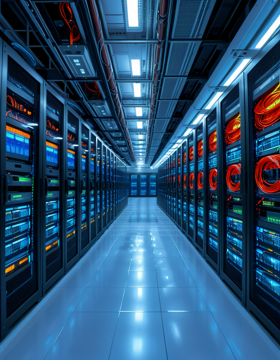 A high-security server room with dim, cold blue lighting and rows of towering black server racks filled with blinking LED indicators. The air is sterile, with a faint hum of cooling fans and the soft beeping of data transfers. Thick, reinforced cables snake across the floor, connecting the machines to a central security terminal displaying encrypted code on multiple high-resolution monitors. The walls are lined with biometric scanners, surveillance cameras, and warning signs indicating "Restricted Access" and "Cyber Threat Level: High." A red emergency light subtly glows in the background, casting a sense of urgency. The atmosphere is ultra-modern and highly secure, evoking the feeling of a top-secret data vault or cyber warfare control center.
<lora:SDXLFaeTastic2400:0.4> <lora:extremely_detailed:0.4> extremely detailed, <lora:high-security_s3rv3r_r00m:1>,high-security s3rv3r r00m, Masterpiece,best quality,hi res,8k,hi res,8k,award winning,(sharp focus, intricate, highly detailed),