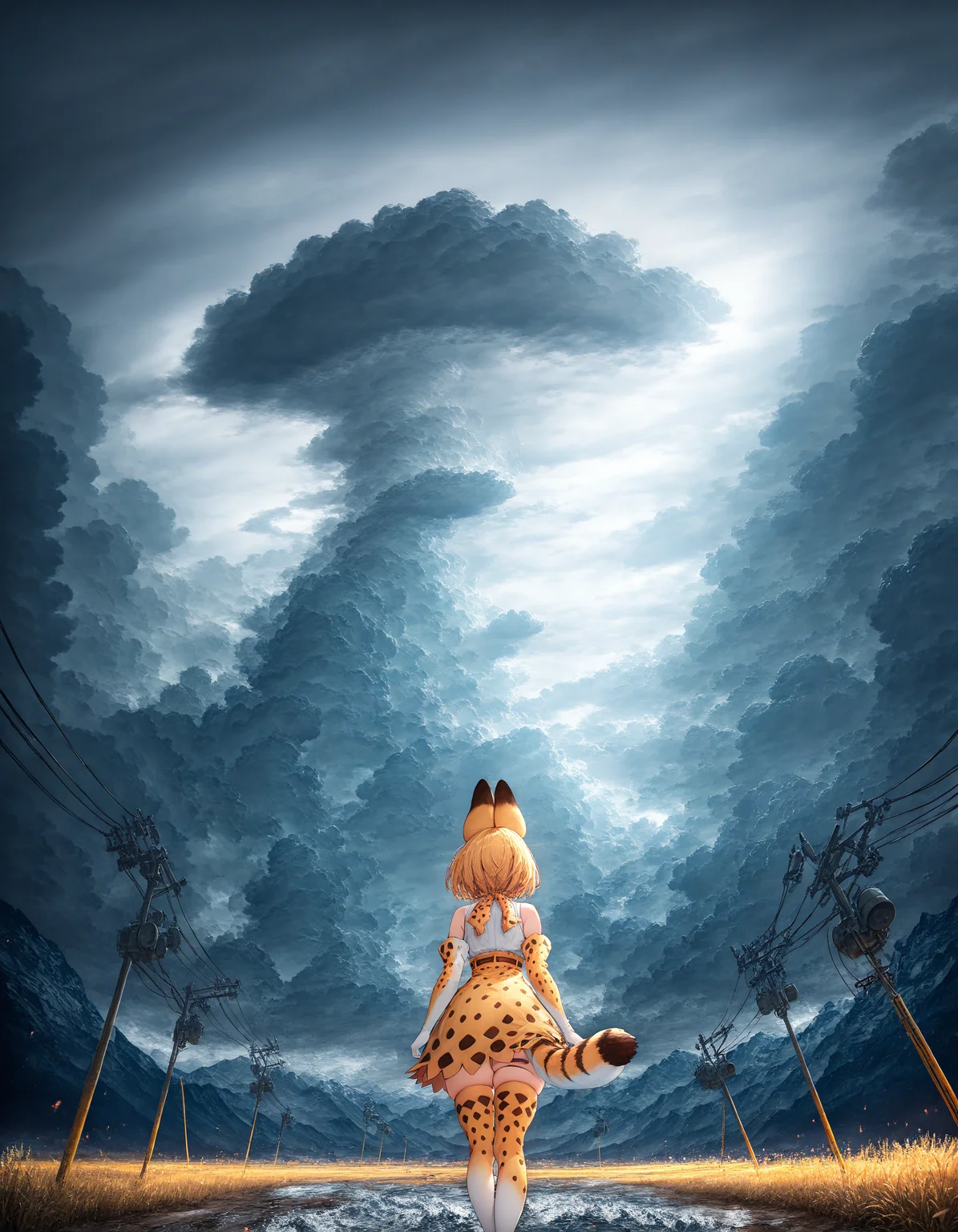 <lora:Blue_skies_Background:1> background, bluesky_style, gray sky, storm, subsurface scathering, depth of field, skin pores, detailed skin, masterpiece, best quality, newest, absurdres, highres, feeling, impact, very awa, dim lighting, sidelighting, skindentation, amazing quality, scenery, very aesthetic, newest, volumetric lighting, blending, <lora:add-detail-xl:1> <lora:cfg_scale_boost:0.5> <lora:sdxl_enhance:1> <lora:spo_sdxl_10ep_4k-data_lora_webui:1>, Serval from Kemono_Friends