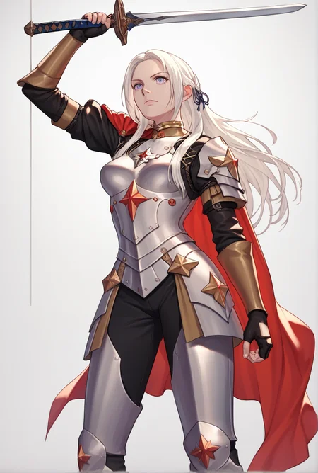 score_9, score_8_up, score_7_up, score_6_up, score_5_up, score_4_up, BREAK
EdelgardVonHresvelg, 1girl, weapon, solo, sword, cape, gloves, fingerless gloves, armor,
<lora:EdelgardVonHresvelg_PD6XL:1>