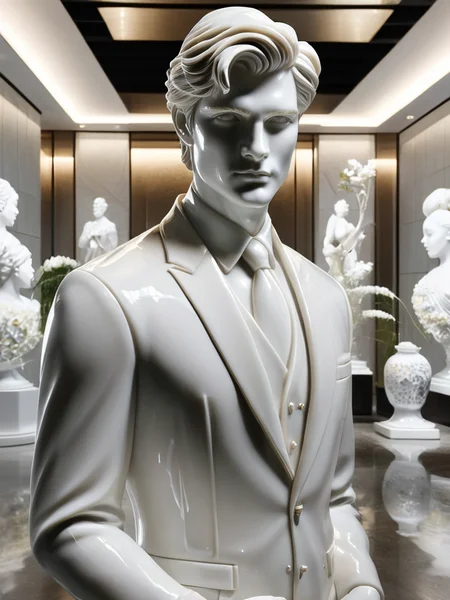 a statue of a handsome man <lora:ral-porcelain-sdxl:1> ral-porcelain