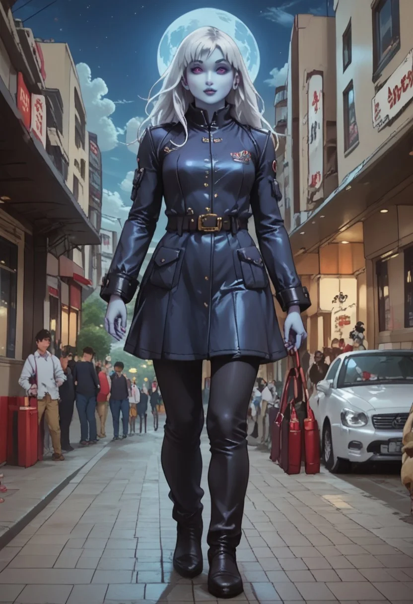 ASCII score_9, score_8_up, score_7_up, 1girl, Cowboy Shot, Full Body Visual, Depth of Field,
BREAK
static_pf, 1girl, white hair, purple eyes, blue skin,
BREAK
DARK SAKURA BODYSUIT,
BREAK
night, full moon, clouds, stars,
BREAK
standing in the streets of a modern City, Metropolis, paiyama, tree, real world location, scenery, outdoors, building, road, street, city,
BREAK
Expressiveh, masterpiece, volumetric lighting, cinematic lighting,
