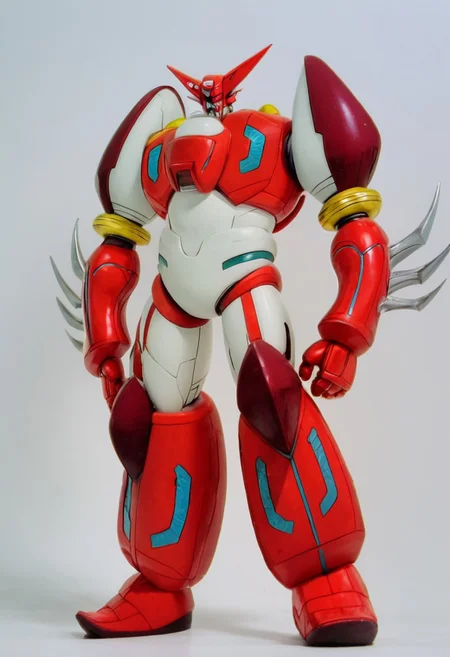 score_9, score_8_up, score_7_up, score_6_up, score_5_up, score_4_up, 4k quality, highly detailed face, (shin getter, mecha, super robot, red and white, horns), best quality, masterpiece, simple background, full body, front angle, muscular Transformers, Animation, <lora:Transformers 86 FT:1>