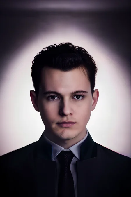 photo portrait  <lora:connorDetroitBecome_v10IntialRelease:0.85>, best quality, dark studio