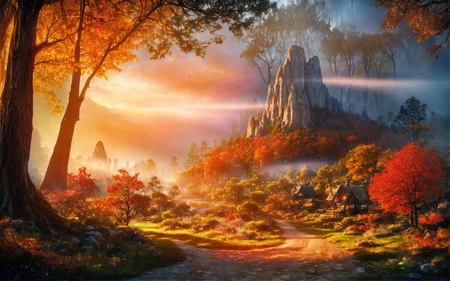 (masterpiece:1.2), (best quality,:1.2), 8k, HDR, ultra detailed, ((photorealistic)), professional light, cinematic lighting, fashion photography, ambient lighting, fantasy, background, volumetric light,
BREAK
magical pathways, art by David S. LaForce ,oil painting \(medium\),
a house on a autumn in the middle of a forest,enchanted rocks and boulders fantasy jungle,
detailxl,
<lora:ostris_detailSlider_v40:1>, FanLan, <lora:FantasyLandscape:0.7>, epiCPhoto, <lora:add_detail:0.3>, <lora:color background:0.3>,