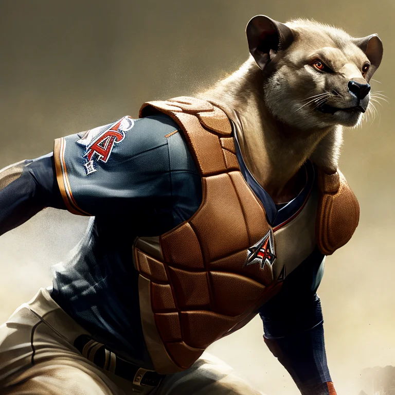 Fossa headed baseball player. Anaheim Angels team. fking scifi v2, art by smoose-2-500