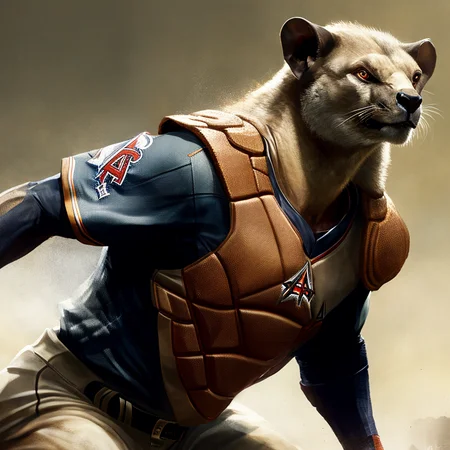Fossa headed baseball player. Anaheim Angels team. fking scifi v2, art by smoose-2-500