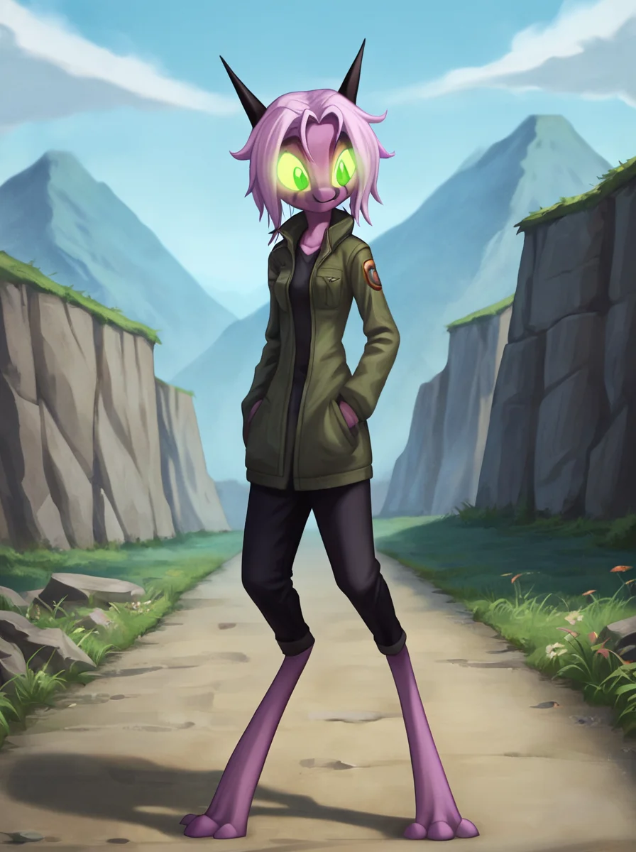 score_9, score_8_up, score_7_up, source_anime, BREAK <lora:namah_calah_pony:0.8>, namah_calah,, solo, 1girl, green eyes,colored sclera,green sclera,full body,detail,natural light,shadow detail,outdoors,day