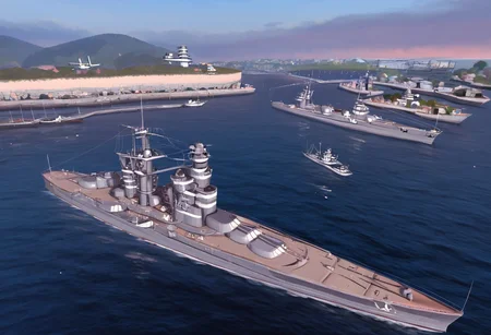 Best quality,ultra Hd, war zone ambience,atlantic sea,under heavy enemy concentrate fire, sailing,large battle ship with 4 main turret gun, evening sky ,ww2, fully armed ship with modern Cannon,style ship, battle ship class, anchor,smoke trail, evening sky, Scout plane, from above