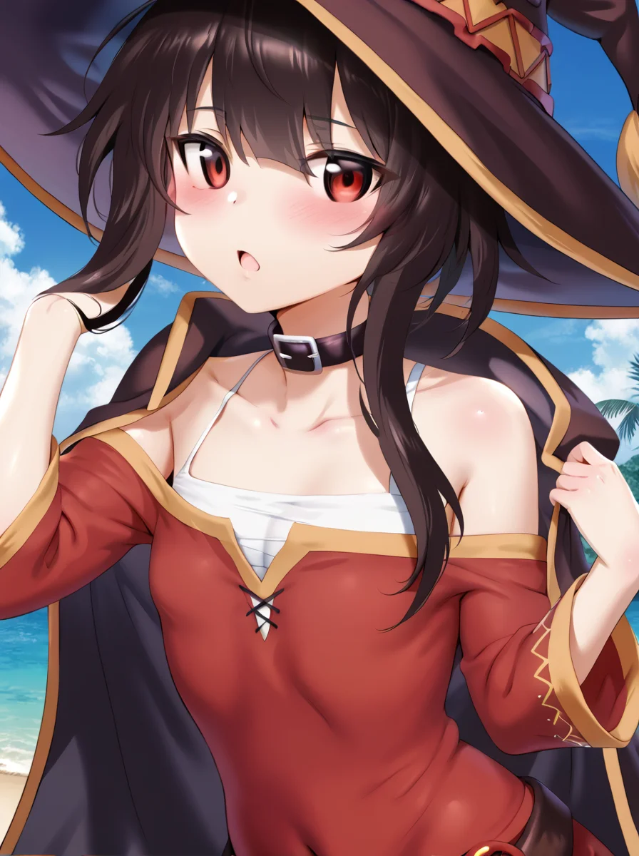 detailed background, shiny skin, posing, rating safe,
<lora:mdastarou.pony:1>
mdastarou, megumin,
casual clothing, upper body,