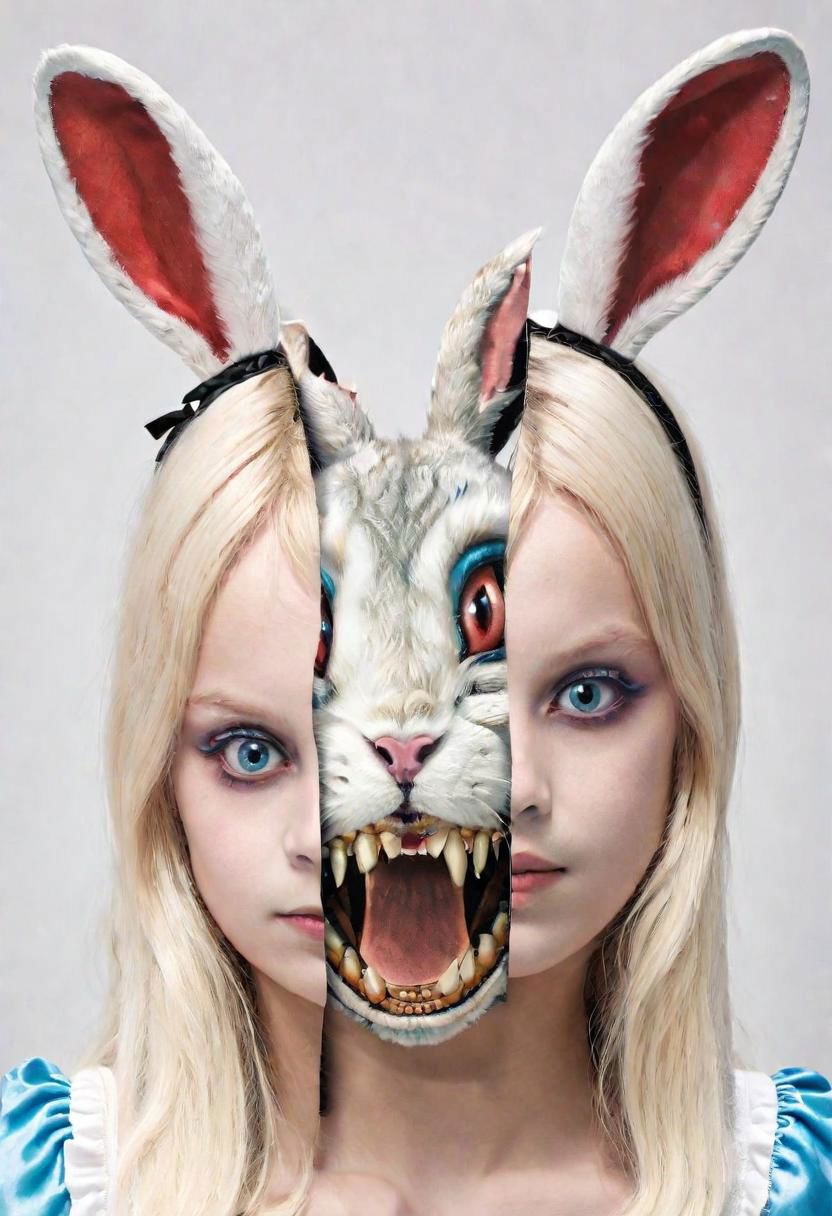 Split head of (Alice in Wonderland) inside White Rabbit