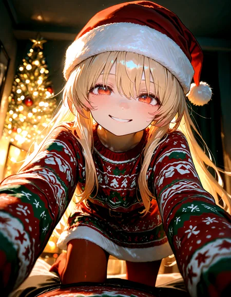 Christmas, dress, red pantyhose ,santa_hat ,Christmas sweater,
1girl, solo, lily_white , soft lighting, smile, looking at viewer, pov,
masterpiece, best quality, amazing quality, very aesthetic, absurdres, newest, (volumetric lighting),
<lora:world_christmassweater:0.5>,<lora:cfg_scale_boost:0.5>, <lora:ponyv5_noobE11_1_adamW:0.5>, <lora:illustrious_noobai_epsilon_pred_1_best_quality_v1:0.5> ,<lora:illustrious_noobai_epsilon_pred_1_masterpieces_v1:0.5> ,<lora:illustrious_noobai_epsilon_pred_11_very_aesthetic_v1:0.5>