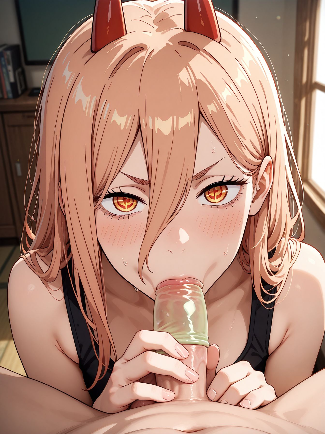 masterpiece,best quality,amazing quality,very aesthetic,absurdres,newest, huge filesize,
<lora:spo_sdxl_10ep_4k-data_lora_webui:0.5>,
<lora:add-detail-xl:1>anime screenshot,anime coloring, 2d,
<lora:Condom_on_mouth:0.7:0.8>
1girl,Condom on mouth,
hetero,penis, (green Condom in penis:1.2)
oral,1boy,
fellatio,
testicles,
pov,looking at viewer, 
putting on a condom with the mouth,
(hand-and-mouth condom application), 
BREAK
power from chainsaw man,