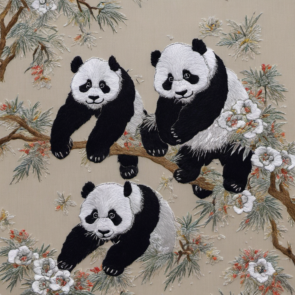 pandas,<lora:embroid:1>,embroid,