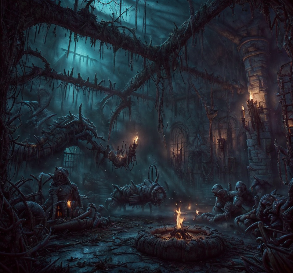 RAW photo, (masterpiece:1.3), subsurface scattering, heavy shadow, (high quality:1.4), (intricate, high detail:1.2), professional photography, HDR, High Dynamic Range, realistic, ultra realistic, photorealistic, high resolution, film photography, ambient lighting, atmospheric effects, <lora:detail_slider_v4:3>, OverallDetail, (DarkFantasy:0.2), a cell inside a dark room in a (dark) fantasy dungeon, torches, FanPri, <lora:FantasyPrison-10:0.8>, <lora:zoom_slider_v1:2>,  <lora:fantasyAI:0.6> tanjoreai, epiCPhoto