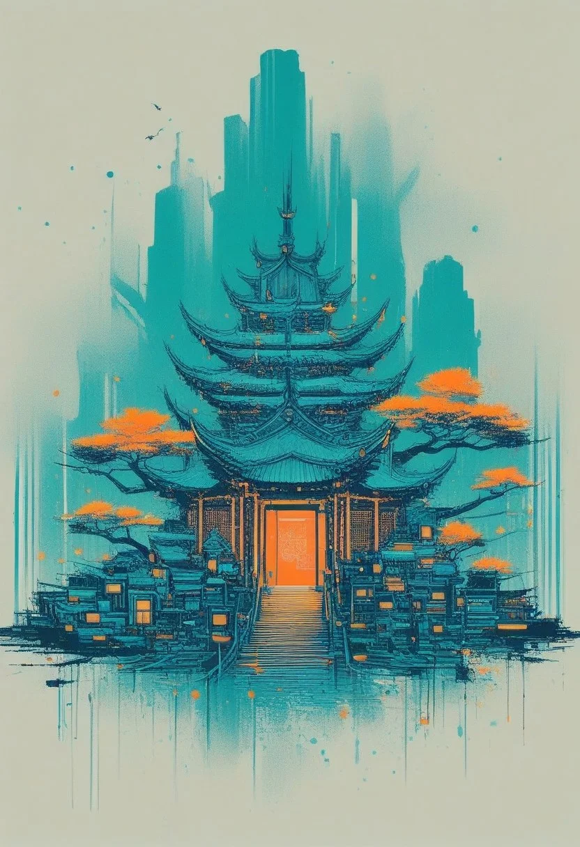 score_9, score_8_up, score_7_up, cinematic photo, dramatic lighting, a black panther staring at you from far away, pink sky, lush pink trees, yellow grass patch, asain style, David Hockney, Ascii art, gongbi, traditional chinese painting style, neon colors, <lora:Neon_Splash_Art_for_Pony:1>