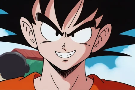 source_anime, score_9, score_8_up, score_7_up, anime screencap,8k, absurd res,
son goku, aged up, looking at viewer, smile, black hair, male focus, outdoors, sky, day, 1boy, black eyes, spiked hair, close-up, dougi, black undershirt, orange topwear, v-shaped eyebrows
<lora:gokudb_pony_v3:0.8>