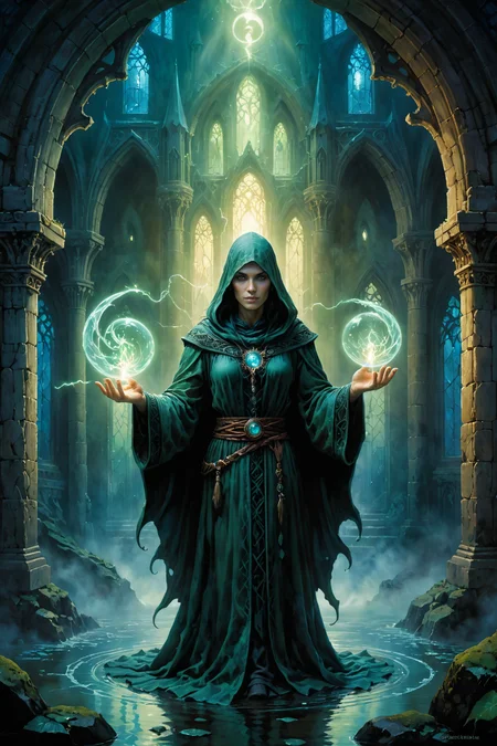 by ((( Gediminas Pranckevicius ) and Anne Stokes ) and Marc Simonetti ) and David Wiesner , casting a spell, surreal , oil and watercolor pastel<lora:retro_illustration:1.00>
, photorealistic, mystical <lora:more_art:0.30><lora:clothing_slider:2.00><lora:great_lighting:1.50><lora:aesthetic:1.50><lora:photorealistic_portrait:1.50><lora:RMSDXL_Enhance:0.50><lora:RMSDXL_Creative:0.50><lora:RMSDXL_Photo:0.50><lora:RMSDXL_Darkness_Cinema:0.50><lora:extremely_detailed:1.50><lora:perfect_eyes:0.15><lora:perfect_hands:0.15><lora:midjourney:-0.15><lora:dpo:0.25>