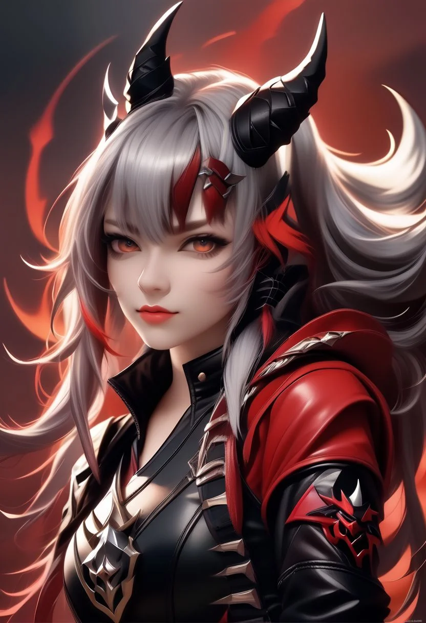 A horned female teen rogue wearing ((leather armor)), black suit, oni girl with wolf-ears, dangerous Kemonomimi waif, brunette assassin, tiefling thief, black hair, three small horns, [onii (Shuna, Hakurou) horns], tri-horns on forhead (masterpiece:1.5), (best quality), (disharmonic + ugly + unaesthetic:1.5)