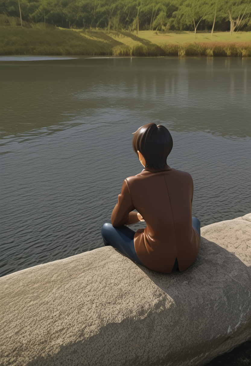 (masterpiece, high quality, amazing detail), highres, 1boy, eren yeager, sitting, from behind, photo background, river,<lora:Kurapika_is_now_drowning_in_an_indescribable_emptiness-000009:1>