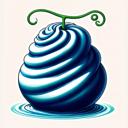 Masterpiece, simple design, 2D, BREAK
spirals, blue, water drop-shaped, green curly stem, BREAK
mizu mizu, water, akuma, no mi, BREAK
white background, no humans,  food focus, thick lines, black outline, FLAT COLORS