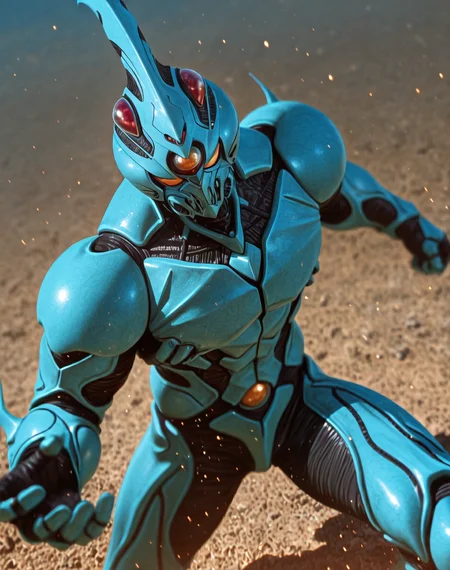 perfect depth of field shot, masterpiece, beautiful, sharp focus, crisp details,
<lora:Guyver_(Guyver)_(Illustrious)_(AD):1> Guyver, bioboosted armor,
exterior, science fiction, high science fiction, action anime style background,
dynamic action, dynamic perspective, dutch angle, bent knee, cowboy shot,
male focus, perfect proportions, abs, impressive physique, gradient style anime coloring, strong, handsome facial features, imposing presence, ((colored body, fighting scene, solo, ):1.5), hyper muscular,
EZRealPONYXL, zPDXL, Smooth Quality, lazynsfw,