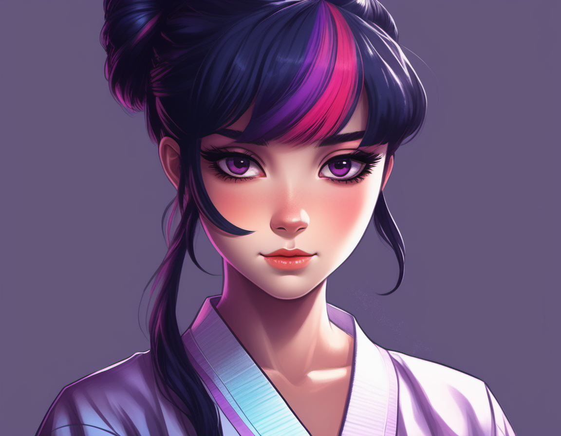 a [cute|stunning] anime [woman|girl] twiggy in a karate pose, gi, vibrant colors, gorgeous, majestic, beautiful, cute, (art by Alena Aenami), (art by Beeple), (art by clive barker), masterpiece, professional, intricate detail, countershading, beautiful, Refined, trending on pixiv, keyart, denoise, sharp focus <lora:twiggyxlv3:1> ~*~aesthetic~*~, *~cinematic~*~