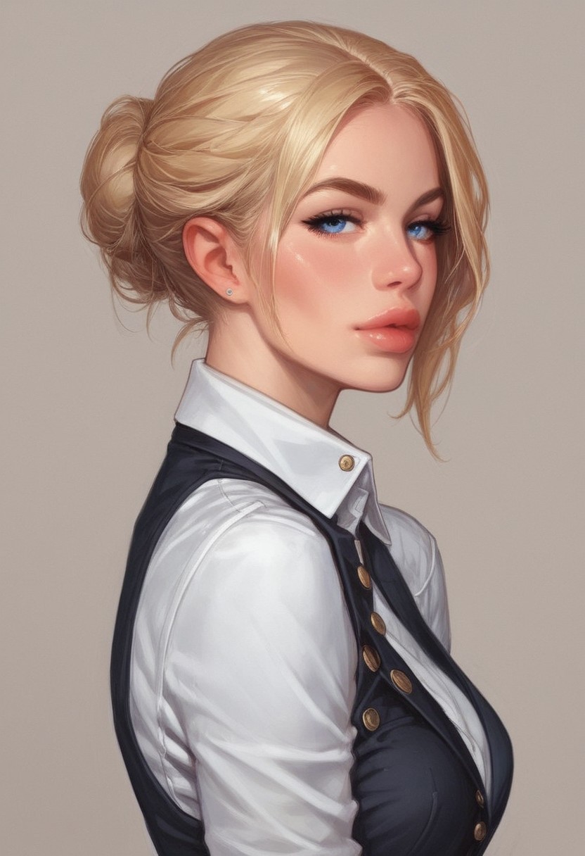 from front, (((side view))), 1girl, illustration, comic style, looking at viewer, highly detailed,
1girl, french maid, blonde, blue eyes, dramatic lighting <lora:addMoreDetails:1> Ultra details++ , add more details
((full-clothed)), 
BREAK 
dynamic pose <lora:Cherry-Gig:0.55> ((((full-clothed)))), 
BREAK
((rest room background))) score_9, score_8_up, score_7_up, score_6_up, source_cartoon, rating_explicit, Expressiveh, (((((upper body))))), dynamic pose
