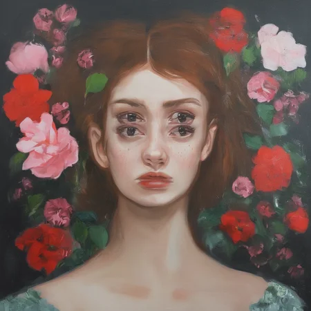 <lora:SDXL_Double_Eyes_Sa_May:1> a woman, flowers