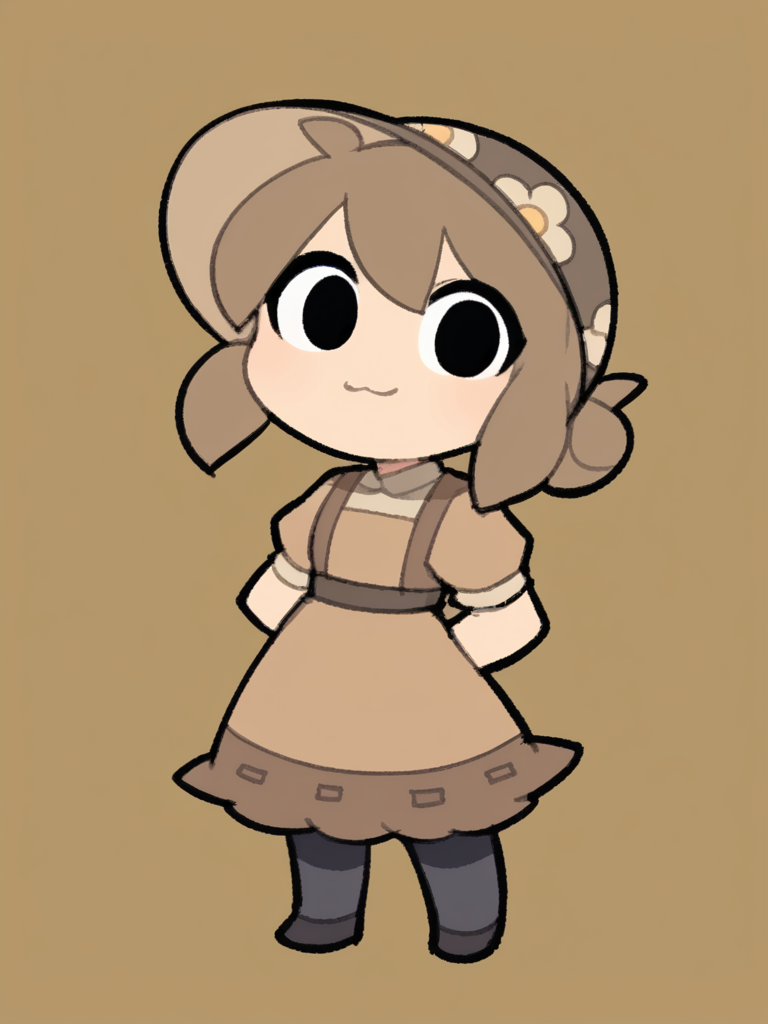 score_9, score_8_up, score_7_up, source_anime, BREAK
1girl, solo,  <lora:TemmieChang-20:1> sketch, :3, brown dress, black pantyhose, chibi, brown hair, low bun, black eyes, brown hat, juliet sleeves, short sleeves, looking at viewer,