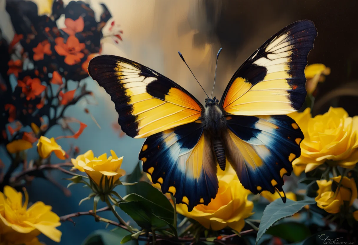 (brimstone butterfly:1.3) , (in the style of Casey Baugh)  .  (in the style of Casey Baugh),