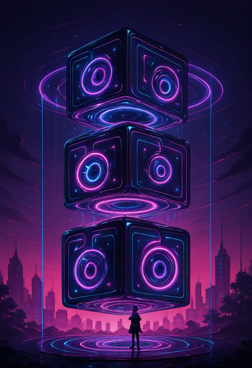 masterpiece, best quality, D1sc0Pnk, cube, <lora:DiscoPunk_IXL:1.0>,