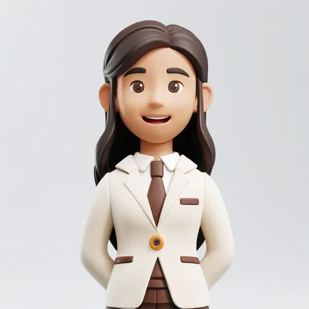clay style,1girl,solo,long black hair,open mouth,white background,brown eyes,looking at viewer,suit,skirt,pants,smile,brown skin,upper body,3d,<lora:clay style:0.4>,