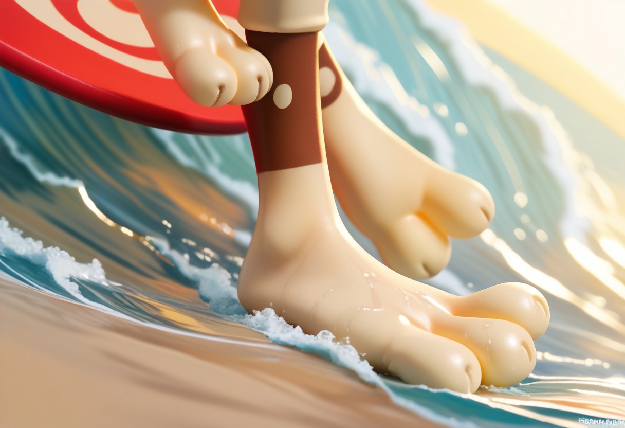 score_9, score_8_up, score_7_up, score_6_up, source_furry, dof, full-length portrait, <lora:POKEMON_SMEARGLE:1.2> smeargle, pokemon (creature), tan feet, 3 toes, foot focus, feet style, foot style, water, surfing, feet on surfboard, wet on feet, close-up