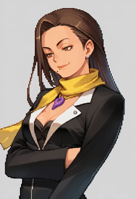score_9, score_8_up, score_7_up, source_anime, 1girl, solo, seductive smile
<lora:zs_DevilSurvivorPortraitsXL:1> devilsurvivorportraits, portraits, white background
<lora:aa_miafey_ponyXL:1> miafey, mole under mouth, formal, skirt suit, black jacket, long sleeves, earrings, yellow scarf, magatama necklace, cleavage