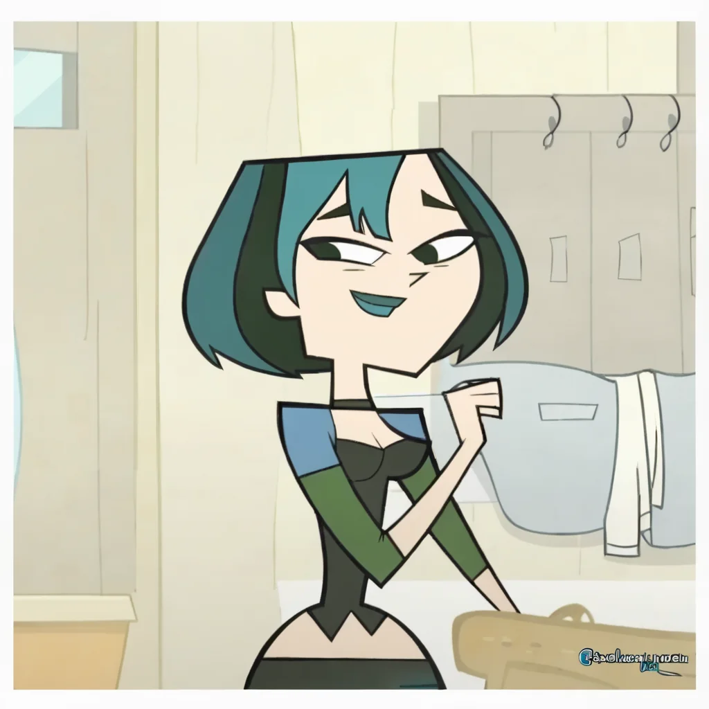<lora:GwenPony-000017:1>, Gwen, Black and Blue hair, 1girl, short hair, multicolored hair, black eyes, two-tone hair, choker