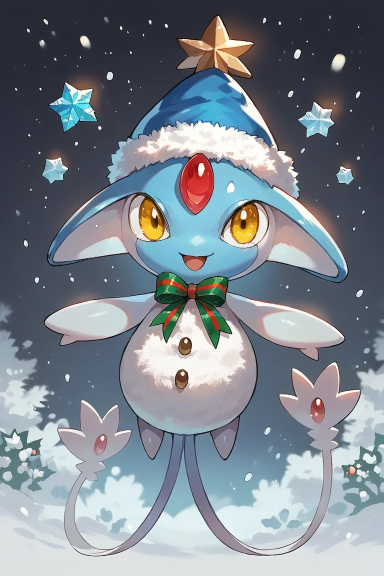 score_9, score_8_up, score_7_up, source_anime, azelf, pokemon (creature), solo, tails, christmas hat, yellow eyes, happy, in swon, snowfall, snowman costume, <lora:POKEMON_AZELF:0.8>, <lora:TRT0.1v:0.6>