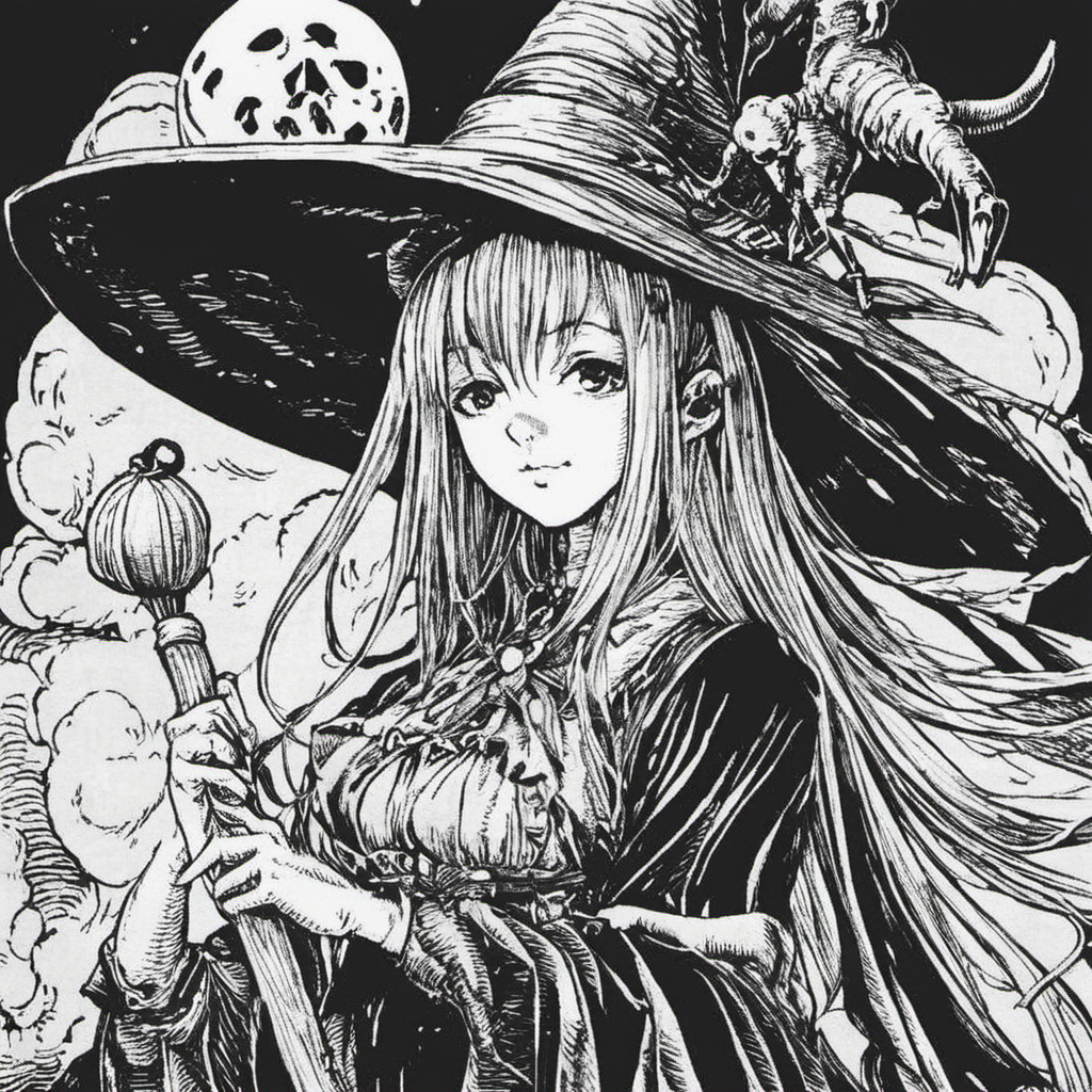 high quality, masterpiece,  dansemacabre  ,witch anime girl   <lora:dansemacabre-000007:1.5>