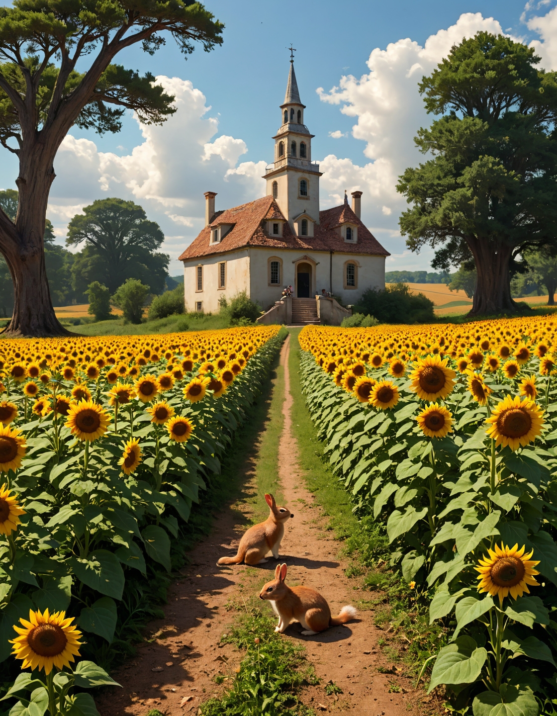 surreal landscape,creator landscape,stale of John Singer Sargent (impressionist touch), Sunflower plantation at midday, nightingale song in thicket, roman milestone marker,stoat hunting rabbits.
 <lora:LCMTurboMix_DPM_SDE_Karras:0.7>,
<lora:Flux-style-xl-lora:0.7> flux-style,
<lora:extremely_detailed:0.7> extremely detailed,
<lora:WildcardX-XL-Detail-Enhancer:0.3>,
<lora:add-detail-xl:0.7>,
BeyondSDXLv3,
(8k,highly detail, cool colors, grand illumination, dynamic cinematic perfect background, stunning detail,absurd detail, high quality, masterpiece,aesthetic, illustration, perfect composition, intricate details, absurdres),