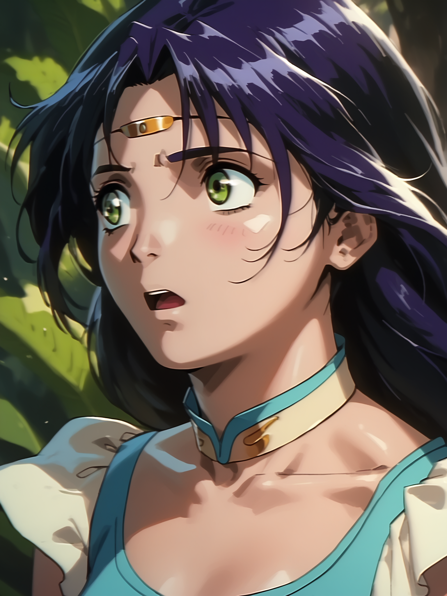 <lora:happy_tentacle-maria-v0.2-000010:1>, ht_maria, circlet, medium breasts , upper body, 1girl, (petite:1.2), solo focus, surprised, wide-eyed, (looking away:1.1), outdoors , , (depth of field:0.8), (from below:0.8), [(realistic, photorealistic:1.2):(realistic:1.3):22], [(3d:1.2)::10], <lora:LUUNA's Lunas-NijiJourney-SDXL-B2:0.35>, nijijourney, <lora:prgfrg23's Counterfeit-V3.0 Style SDXL_LoRA_Pony Diffusion V6 XL:0.35> <lora:Shed_The_Skin's StS_age_slider_v1_initial_release:-1>, score_9, score_8_up, score_7_up, score_6_up, score_5_up, score_4_up,