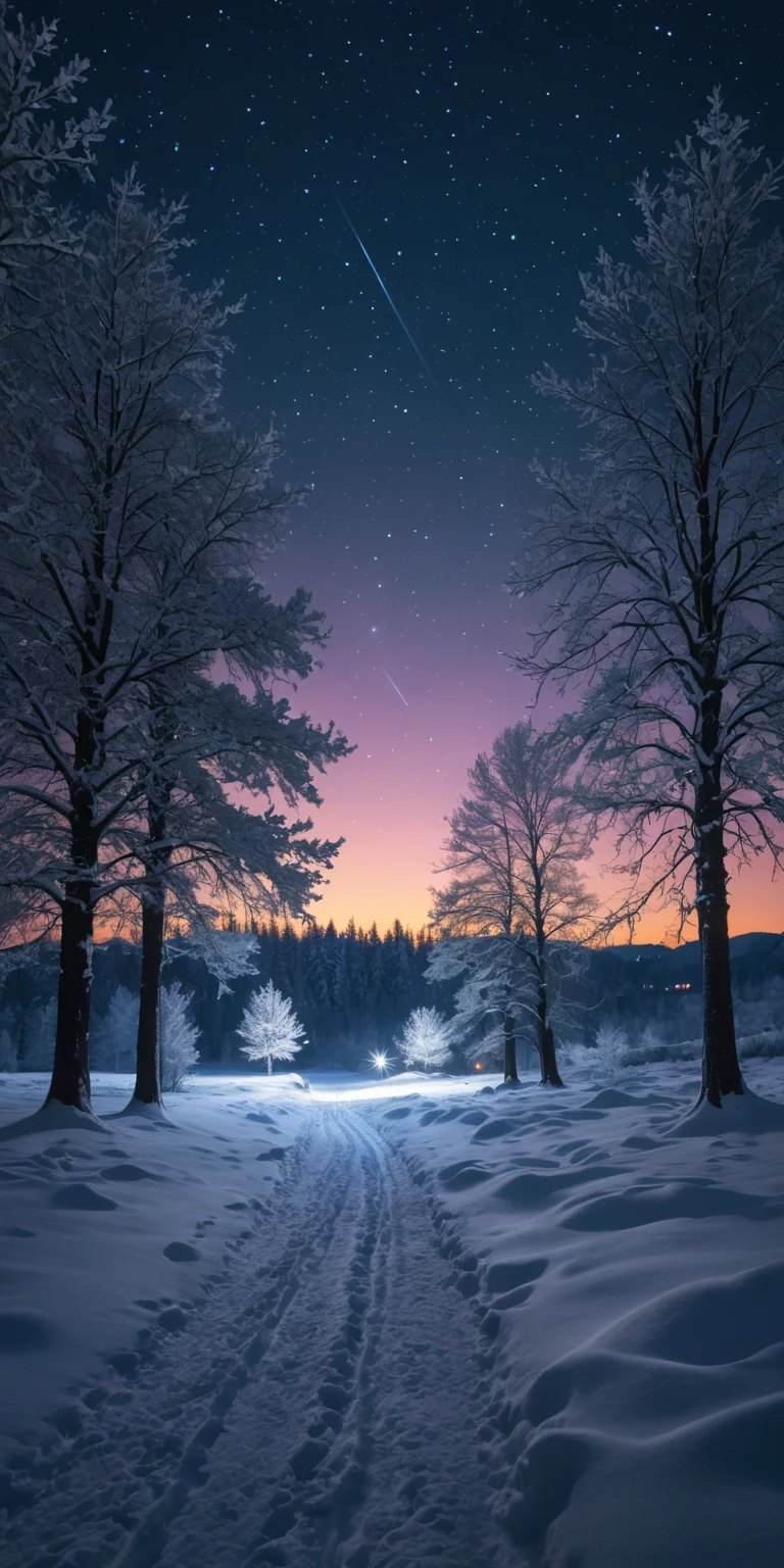 (8k digital photography, raw photo:1.2),
a magical beautiful winter landscape at night with magical lights in the sky