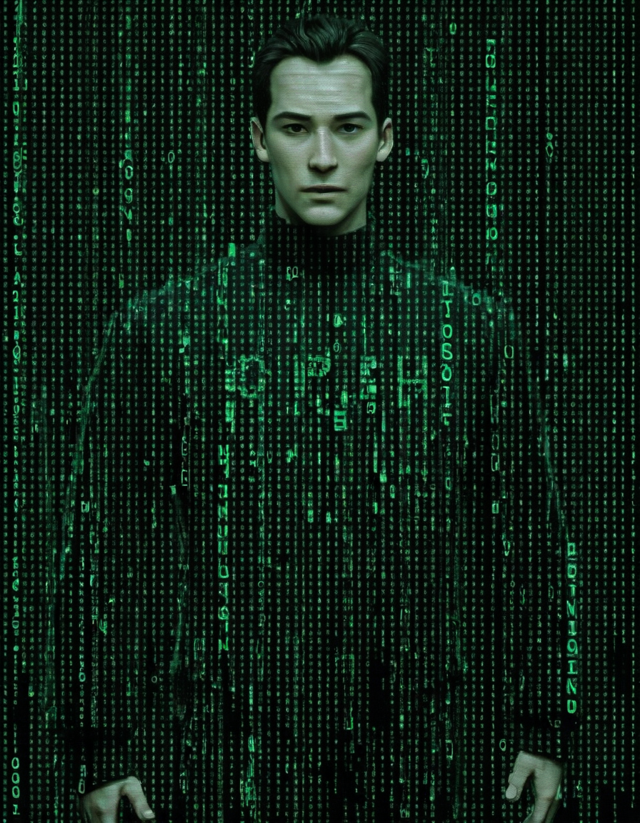 detailed, om0atrix0, 1boy, solo, male focus, glitch, text focus, code