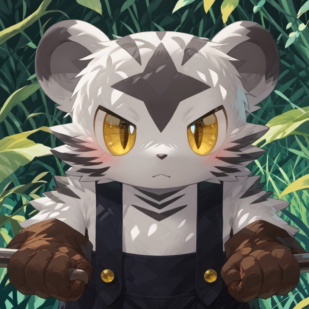 score_9, score_8_up, score_7_up, zPDXL3, ((((sdgs4by zuppu11)))), sichiseki (kemokami), 1boy, furry, kemono, cute, solo, blushing