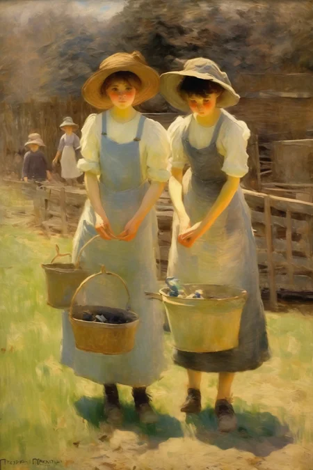 <lora:Theodore Robinson Style:1>Theodore Robinson Style - Painting, American Impressionism Art