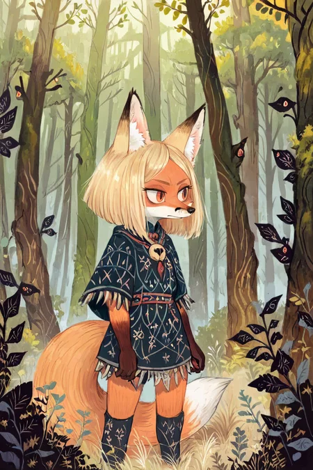 (anthro fox girl:1.4),(blonde hair:1.2),(solo:1.5),ameli
forest,witch outfit,grass,cowboy shot,
<lora:Perfect Hands:1> <lora:age_slider_v4:-2> <lora:Ameli:0.8>, score_9, score_8_up, score_7_up, score_6_up, score_5_up, score_4_up,zPDXL