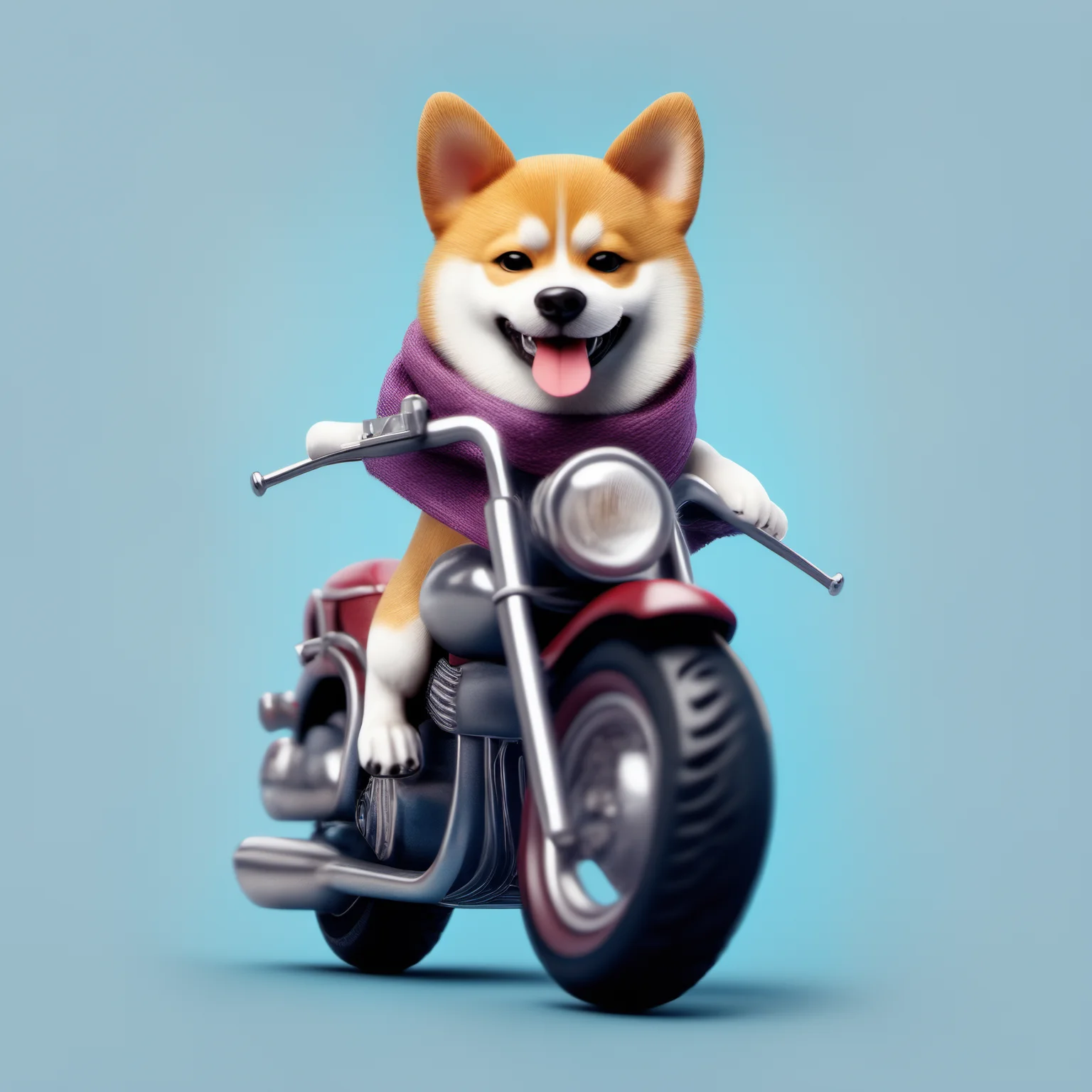 highres, masterpiece, 8k, 4k, (realistic photo), (photorealistic), ambient_light,
a dog is riding a motorcycle with a scarf on it's back and smiling at the camera,, animal, dog, gradient, gradient background, ground vehicle, motor vehicle, motorcycle, no humans, open mouth, shiba inu, smile, tongue, tongue out <lora:sdxl_lora-000070:1>
