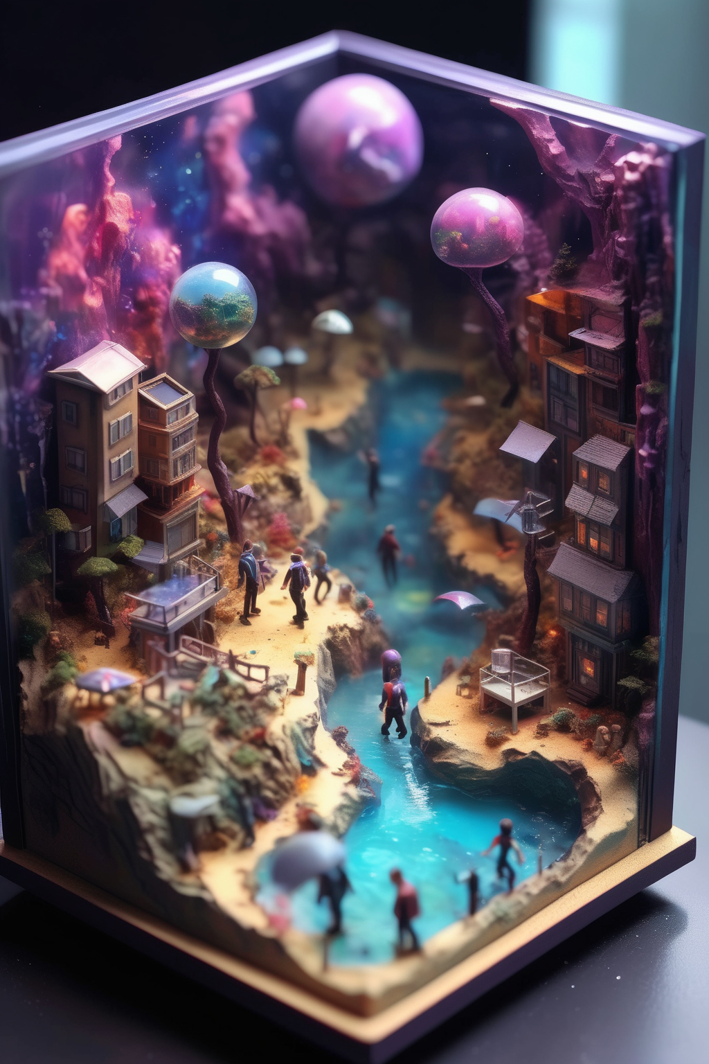 <lora:Diorama:1>Diorama - epoxy resign diorama isometric and tilt-shift art style of Rapture