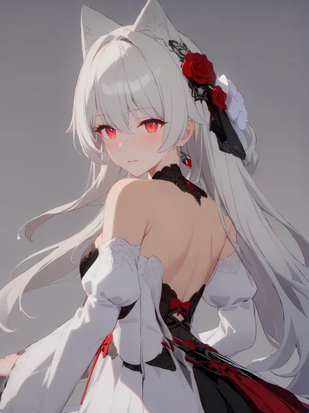 Lifetime Together,masterpiece,best quality,1girl,solo,safe,looking back,chromatic aberration abuse,<lora:mki-a31-crimson_love_new_clothe-v3-000065:1>,<lora:outline_xl_end:-3>,